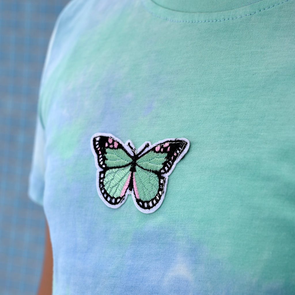 Blue butterfly tie dye tee