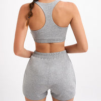 Grey bra and short crop top set