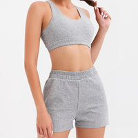 Grey bra and short crop top set