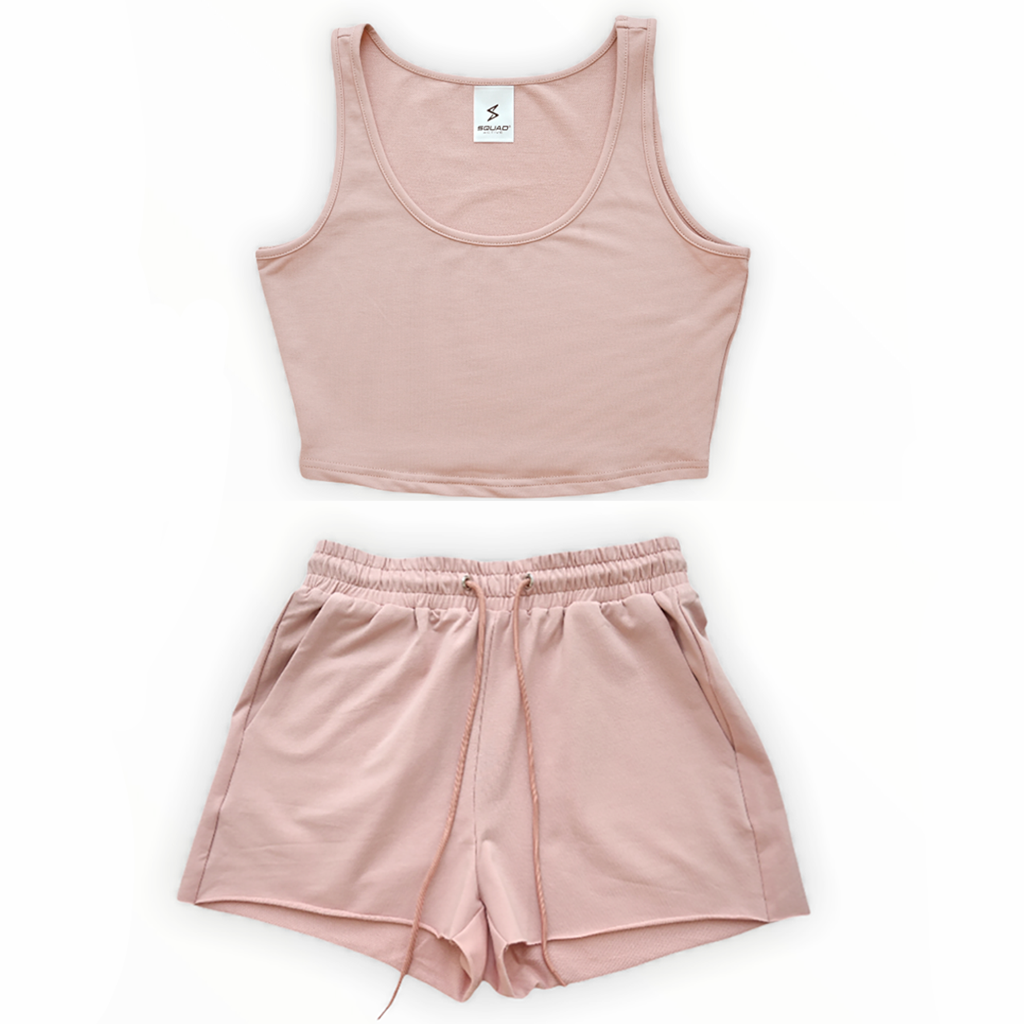 Kylie Singlet Crop & Shorts SET - Pink