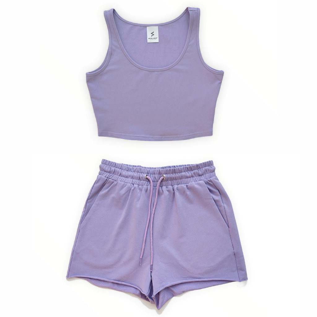 Kylie Singlet Crop & Shorts SET - Purple